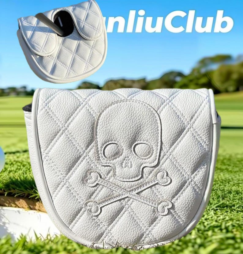 20 Styles Central Axis L.A.B DF3 Golf Club Mallet Putter Head Covers Leather Magnetic Skull/White