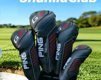 PING G410 Wood Head Covers Golf Club Leather Driver Woods Fairway Hybrid 1+3+5+UT golf wood covers,golf club headcovers,golf club covers,