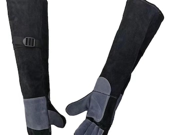 Gants de soudeur extra-longs en cuir de vachette : coutures en kevlar résistantes aux morsures et aux coupures