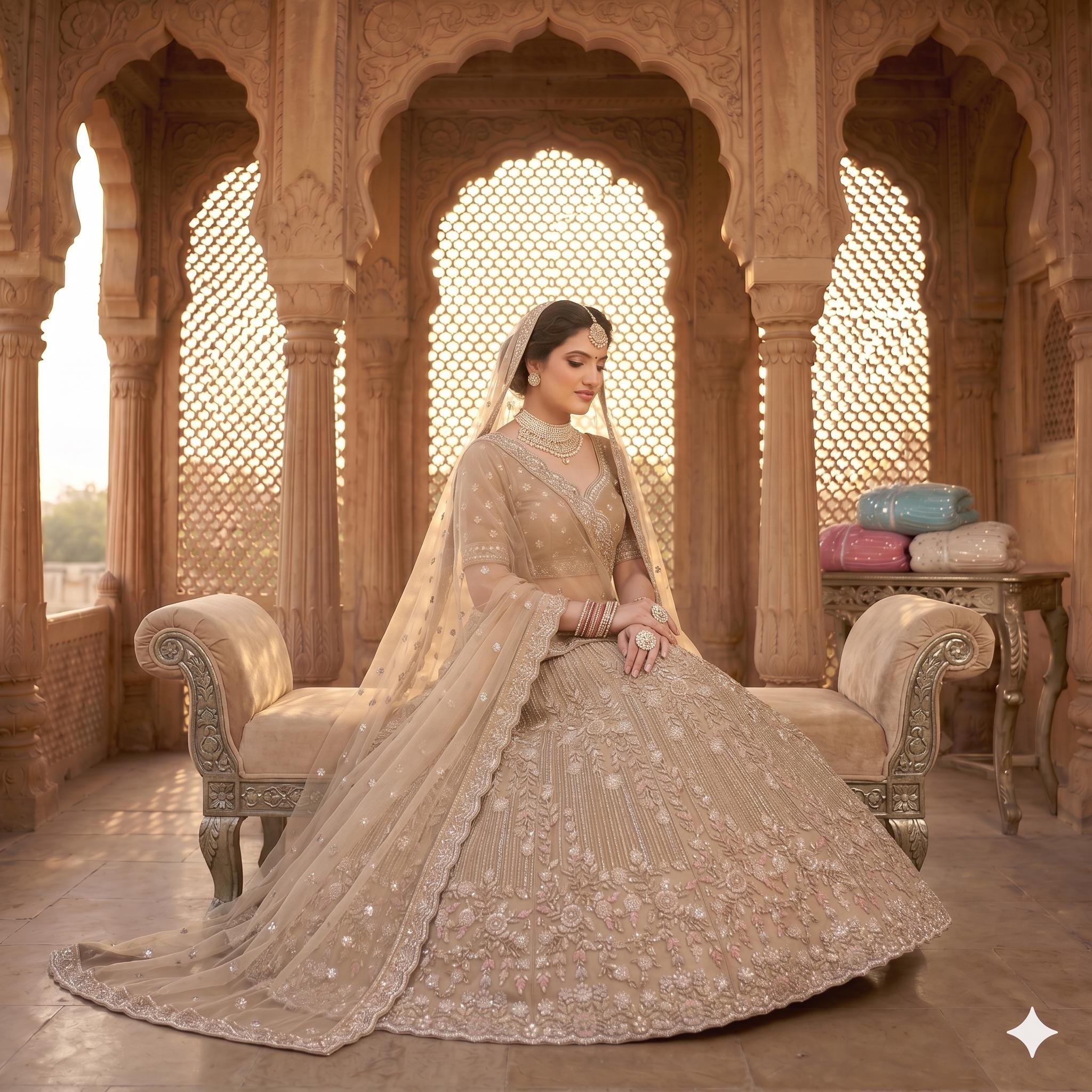 Champagne Pakistani Wedding Dress