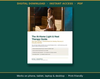 Guide för rödljusterapi och infraröd bastu i PDF-format | E-bok om värmeterapi hemma | Digital nedladdning av välbefinnande för nybörjare