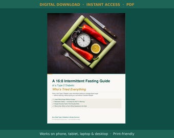 Guide till periodisk fasta för typ 2-diabetes | 16:8-metoden PDF | Blodsockerhantering | E-bok om diabeteshälsa | Digital nedladdning