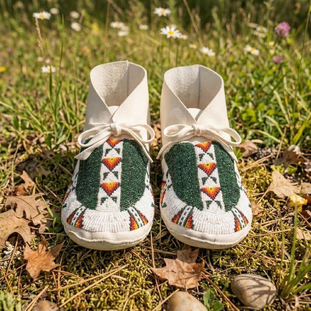 Handmade Suede Beaded Moccasins Boho Tribal Festival Shoes Artisan Seed-Bead Footwear Western Inspired Slippers