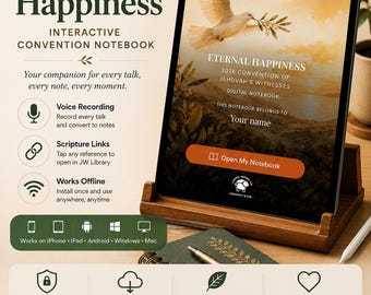 2026 Eternal Happiness Digital Notebook | Interactive Note Taking App | Convention Companion | 1 Device