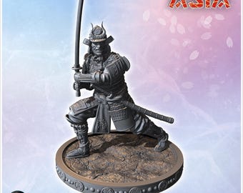 Samurai warrior in combat stance wielding a katana in both hands (3)