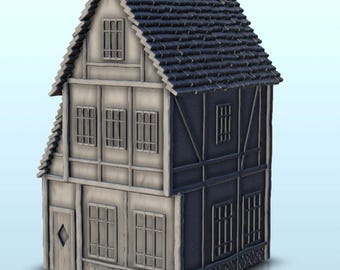 Medieval house with jettied floor 10 - STL 3D Printing Traditional Medieval Historical Village Age Ancient
