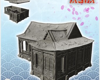 Oriental house with curved roof and balustraded awning (6)
