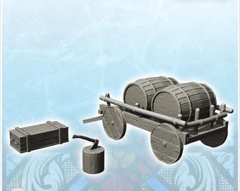 Medieval equipment set with cart, crate and axe (1) - 3D Printable STL Wargaming Terrain for 15mm, 1/72, 28mm & 1/35