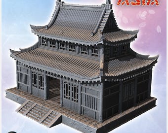 Two-story traditional Japanese building with intricate tiled roof and multiple wooden balconies (10)