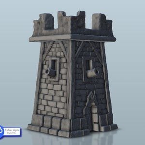 大砲付き塔 - STL 3Dプリント 中世の伝統的な歴史的な村時代
