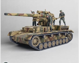 88 mm Flak 36 auf Fahrgestell Panzer IV 4 - STL 3D Printing German Army World War Ii Action Flames