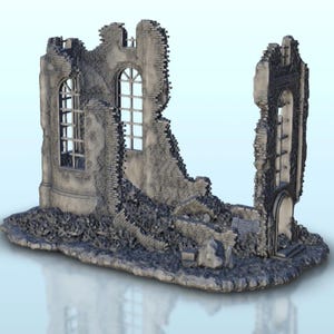 Vestige of devastated chapel 2 - 3D Printable STL Wargaming Terrain for 15mm, 1/72, 28mm & 1/35