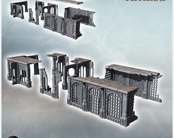 Ruined gothic complex with arches and remnants of structures spread across a large area (13) - STL 3D Printing Traditional Medieval Historic