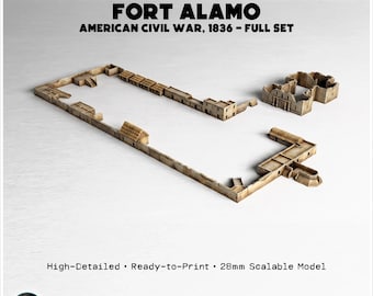 Fort Alamo (Siege of Alamo, 1836) - 3D Printable STL Wargaming Terrain for 15mm, 1/72, 28mm & 1/35 American Civil War ACW