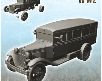 GAZ-55 medical truck - STL 3D Printing Soviet Army Eastern Front Action Flames