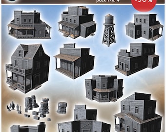 Wild West town pack No. 4 - STL 3D Printing Western Wild West Historical