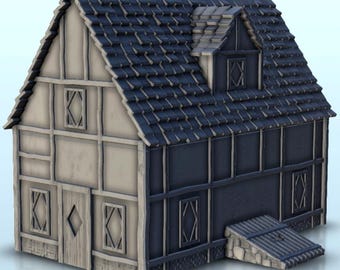 Medieval house with cellar exterior entrance 4 - STL 3D Printing Traditional Medieval Historical Village Age Ancient
