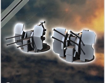 20mm quadruple Flak Flakvierling 38 anti-air model - STL 3D Printing German Army World War II Action Flames
