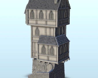 Medieval house in tower with stone stair 7 - STL 3D Printing Traditional Medieval Historical Village Age Ancient