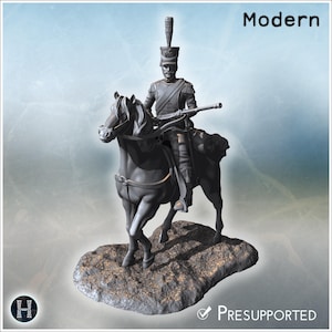 Napoleonic Hussar French cavalryman marching with musket (16) - STL 3D Printing Baroque Empire Historical Decor