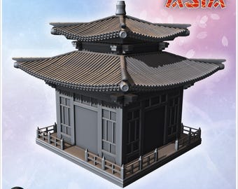 Asian house on platform 20 - 3D Printable STL Wargaming Terrain for 15mm, 1/72, 28mm & 1/35
