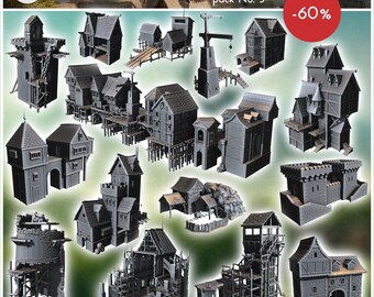 Medieval village pack No. 5 - STL 3D Printing Traditional Medieval Historical Village Age Ancient