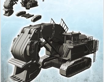 Mining backhoe with large bucket and tracks (11) - STL 3D Printing Modern Conflicts 20th 21st Century