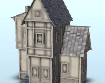 Medieval house with floor 1 - STL 3D Printing Traditional Medieval Historical Village Age Ancient
