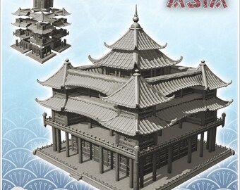 Big Asian palace with main tower and triple floors (38)