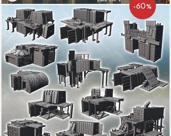 Post-apocalypse scenery pack No. 2 - STL 3D Printing Modern Conflicts 20th 21st Century