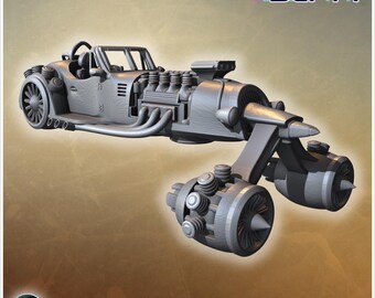 Bireactor SF flying car 17- STL 3D Printing Science Fiction Future Space
