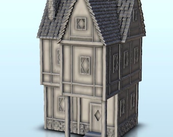Medieval house with two columns 2 - STL 3D Printing Traditional Medieval Historical Village Age Ancient