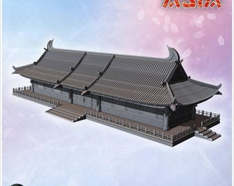 Asian longhouse 24 - 3D Printable STL Wargaming Terrain for 15mm, 1/72, 28mm & 1/35