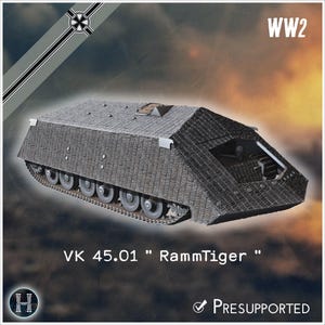 VK 45.01 "RammTiger" - STL Impression Action 3D Armée Allemande Seconde Guerre Action Flames