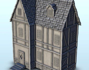 Medieval house with floor and entrance stair 6 - STL 3D Printing Traditional Medieval Historical Village Age Ancient