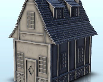 Medieval house with curved roof and dormer windows 5 - STL 3D Printing Traditional Medieval Historical Village Age Ancient