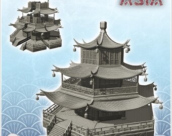 Asian temple on stone platform with lanterns (41)