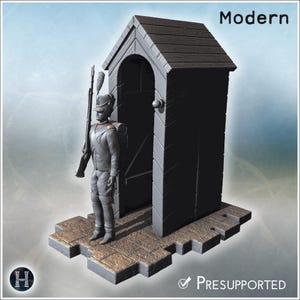 Soldat français d'infanterie napoléonienne debout devant poste en bois (20) - STL Impression 3D Baroque Empire Décor Historique