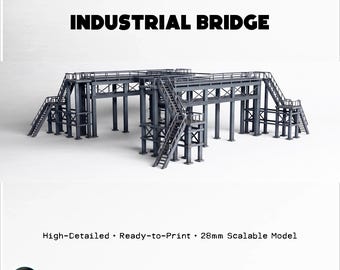 Large modern metal industrial platform with multiple stairs (33) - 3D Printable STL Wargaming Terrain for 15mm, 1/72, 28mm & 1/35