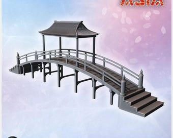 Rounded Asian bridge 15 - 3D Printable STL Wargaming Terrain for 15mm, 1/72, 28mm & 1/35