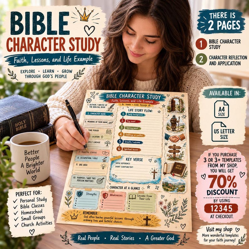 bible study printable, bible study notes, catholic bible study, bible study guides, inductive bible study, bible study kit, bible study binder, bible study digital, bible study journals, bible character & bible reflection template, printable bible study bible study workbook bible study sheets bible study worksheet bible study bible study pages bible study methods guided bible study genesis bible study bible study download bible character png cute bible character bible reading plan