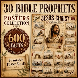 30 Bible Prophets Posters Collection, christian printables bible characters bible printables bible summary bible worksheets bible scriptures