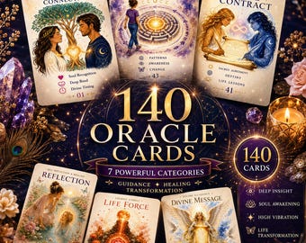 Può includere: Un set di 140 carte oracolo con temi illustrati come Soulmate Connection, Repeating Cycle, Soul Contract, Reflection, Life Force e Divine Message. Ogni carta presenta illustrazioni uniche, titoli e parole chiave descrittive.