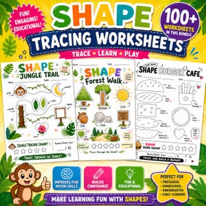 100+ Preschool Shape Tracing, Homeschool Worksheets, Basic Shape Tracing, Kindergarten, Shape Tracing Worksheets, Printable Shape Worksheets