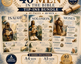 40 men in the bible tip ins bundle, tip ins bible tip in bible journaling bible study tip ins bible tip in sheets bible tabs bible printable