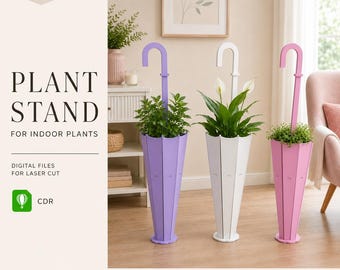 Archivos de corte láser para soporte de plantas tipo paraguas: Macetero de interior DIY en madera (CDR)