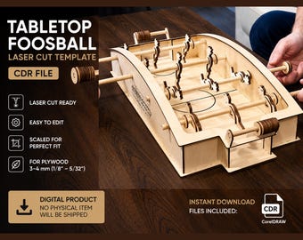 Plantilla de futbolín de mesa cortada con láser, plano de juego vectorial (descarga digital)