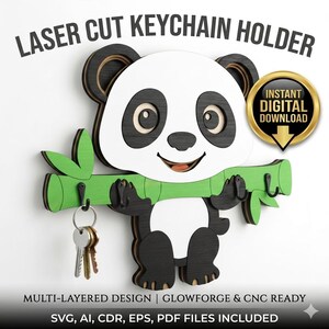 Animal Key Holder SVG Bundle with fox, hedgehog, zebra, donkey, panda, otter, turtle, monkey and cow laser cut files. Dimensions for each design shown. Digital download for Glowforge, xTool and CNC.