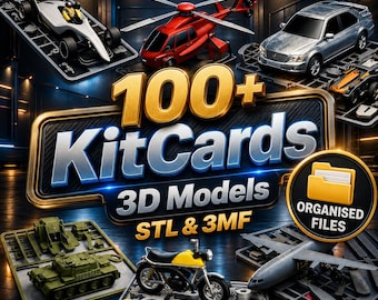 100+ voertuigmodelkits STL 3MF-bundel, auto's, vliegtuigen, helikopters, vrachtwagens, 3D-afdrukbestanden