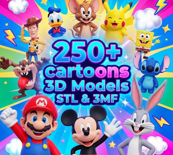 250+ Cartoon 3D Models Bundle — STL & 3MF Files for 3D Printing